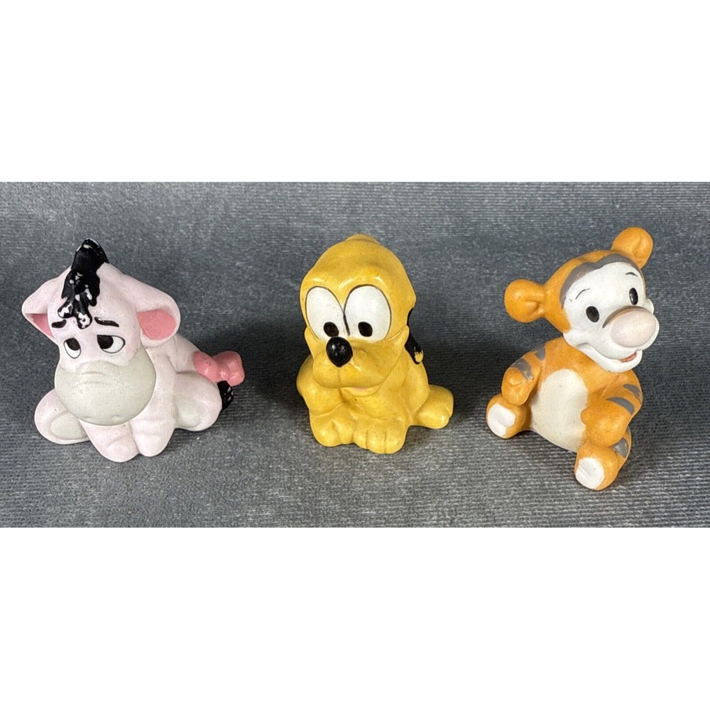 Vintage Disney Eeyore Pluto Tigger Baby Mini Ceramic Figurine Sri Lanka 2" Tall